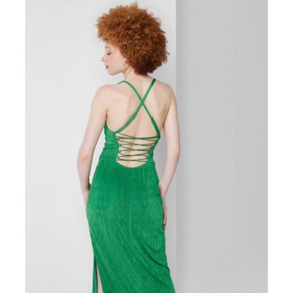 Women's Lace-up Back Maxi Bodycon Dress  Wild Fable  Green  XL - Picture 4 of 4